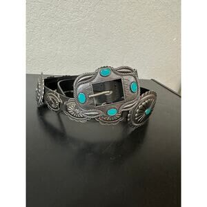 Western Cowgirl Belt Women M/L Turquoise Buckle Festival Aztec Country Concert